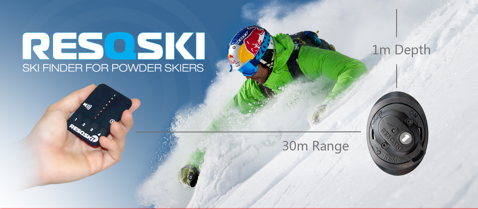 New Downhill Ski Retriever Deep Powder Ski Finder Hand Held Locator Kit 